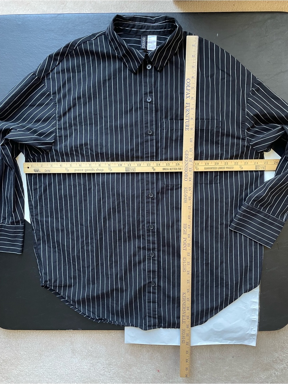 Divided by H&M Black Button Up Shirt with White Pinstripes - Picture 5 of 7